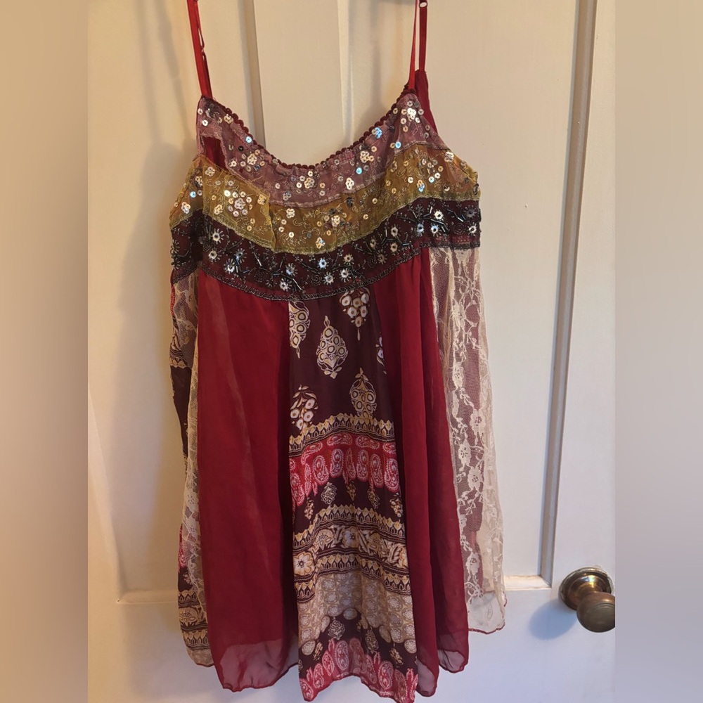 RARE Y2K Forever 21 Red patchwork tank